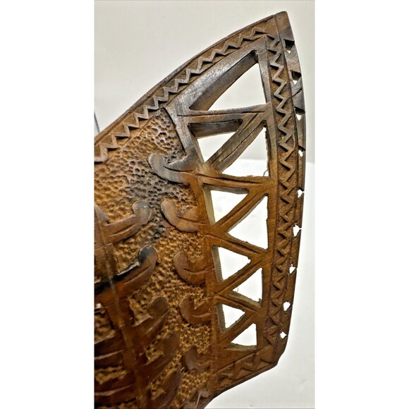 4"H Vtg Hand Carved Wood Wedding Cup Yugoslavia European Balkan Teak Vase Kuksa - Picture 6 of 9